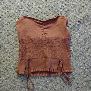 PacSun Brown Ruched Smocked Crop Top